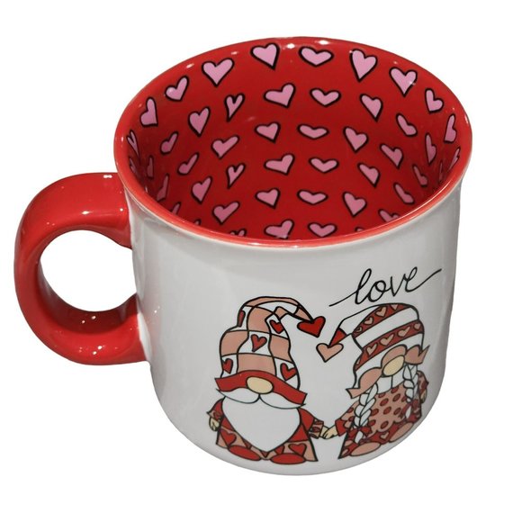 Novogratz American Gnome LOVE Ceramic Coffee Mug White And Red 16oz - Picture 2 of 13